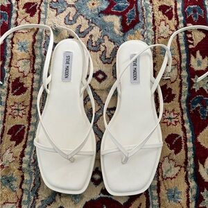 White flat strappy sandal